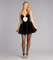 Halle Floral Applique Velvet Skater Dress