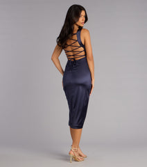 Emelia Satin High Slit Midi Dress