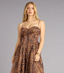 Misha Leopard Corset Midi Formal Dress