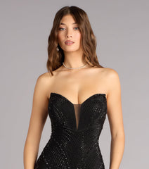 Kasey Rhinestone Plunge Mermaid Formal Dress