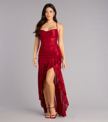 Kaia Square Halter Slit Formal Dress