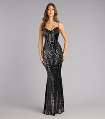 Barbra Glitter Velvet Lace-Up Formal Dress