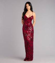 Mollie Sequin Bead Column Formal Dress