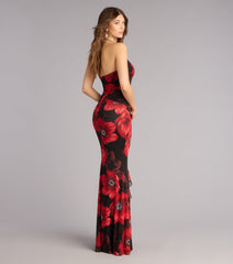 Christen Floral Rhinestone Mesh Formal Dress