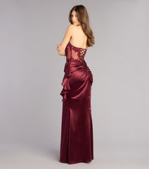 Sharon Floral Applique Satin Formal Dress