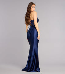 Logan Sequin Bead Corset Lace-Up Formal Dress