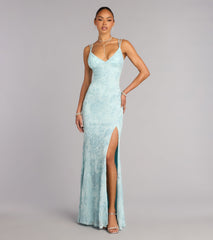 Carla Sequin Lace-Up Formal Dress