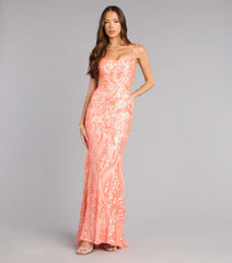 Janie Sequin Lace-Up Formal Dress