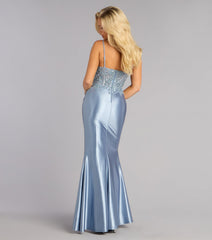 Sinclair Satin Corset Slit Formal Dress