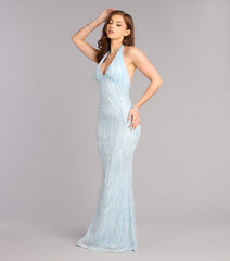 Faith Sequin Pearl Bead Formal Dress