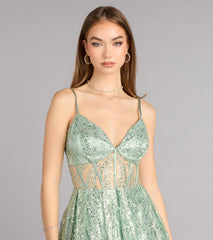 Ivy Glitter Sequin Lace-Up Ball Gown