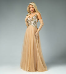 Rona Sequin Applique Butterfly A-Line Ball Gown