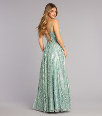 Aria Glitter Sequin Mesh A-Line Gown