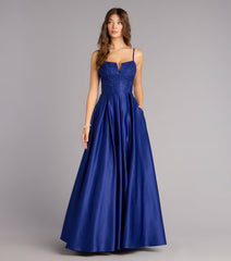 Annalise Floral Embroidered Satin Gown