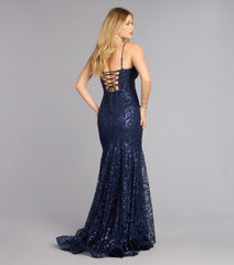 Stephanie Glitter Lace-Up Ball Gown