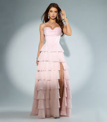 Lilliana Chiffon Ruffle A-Line Gown