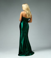 Raven Satin Corset Mermaid Ball Gown