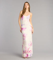 Soft Focus Florals Mesh Maxi Dress