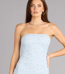 Sweet Stunner Pearl Beaded Tube Mini Dress