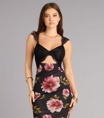 Love Language Floral Lace Slit Maxi Dress