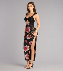 Love Language Floral Lace Slit Maxi Dress