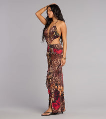 Untamed Beauty Floral Halter Maxi Dress