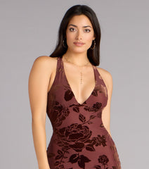 Petal Imprint Floral Bodycon Midi Dress