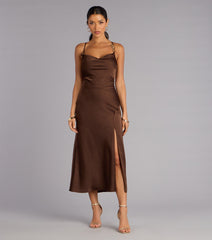After Hours Sultry Satin Lace-Up Midi Dress
