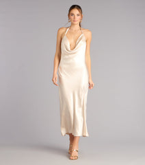 Endless Allure Satin Cowl Neck Midi Dress
