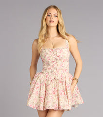 Picture Perfect Floral Corset Skater Dress