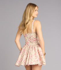 Picture Perfect Floral Corset Skater Dress