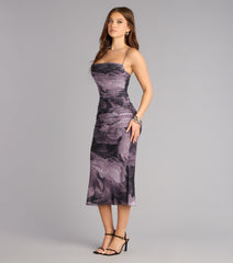Soft Spoken Drama Floral Mesh Midi Dress