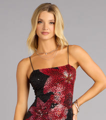 Flirty In Floral Sequin Mini Dress