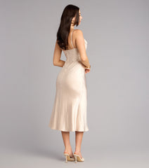 Soft Radiance Satin Cowl Midi Dress