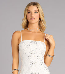 Pretty Polished Rhinestone Bow Mini Dress