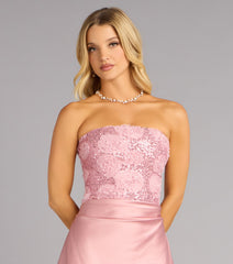 Sweet Intentions Satin Rosette Sequin Mini Dress