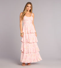 Pretty Agenda Floral Woven Ruffle Maxi Dress