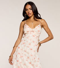 Petals & Prosecco V-Neck Midi Dress