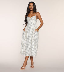 Dot Your Calendar Lace-Up Midi Dress