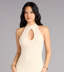 Majorly Chic Ribbed Knit Mock Neck Midi Dress
