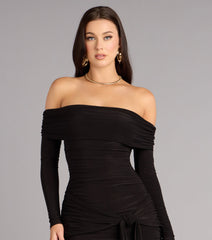 Soft Drama Off Shoulder Side Tie Mini Dress