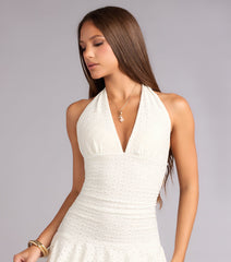 Make Plans Eyelet Ruffle Mini Dress