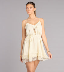 Pretty Plans Chiffon And Lace Skater Dress