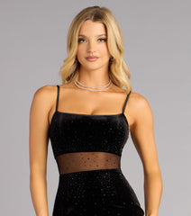 Velvet In Motion Mesh Cutout Mini Dress
