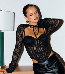 Secrets Out Lace Long Sleeve Bustier