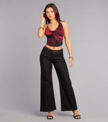 Sultry Chic Rose Print Halter Top