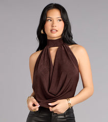 Bold Allure Cowl Neck Open Back Top