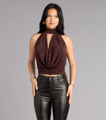 Bold Allure Cowl Neck Open Back Top
