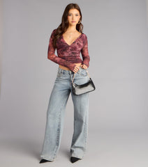 Soft Focus Drama Mesh Plunge Crop Top