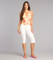 Sunset Crush Floral Halter Top
